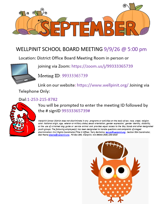 Flyer for board meeting September